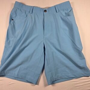 Black Clover Mens Golf Shorts Sky Blue Flat Front Athletic Fit Size 32